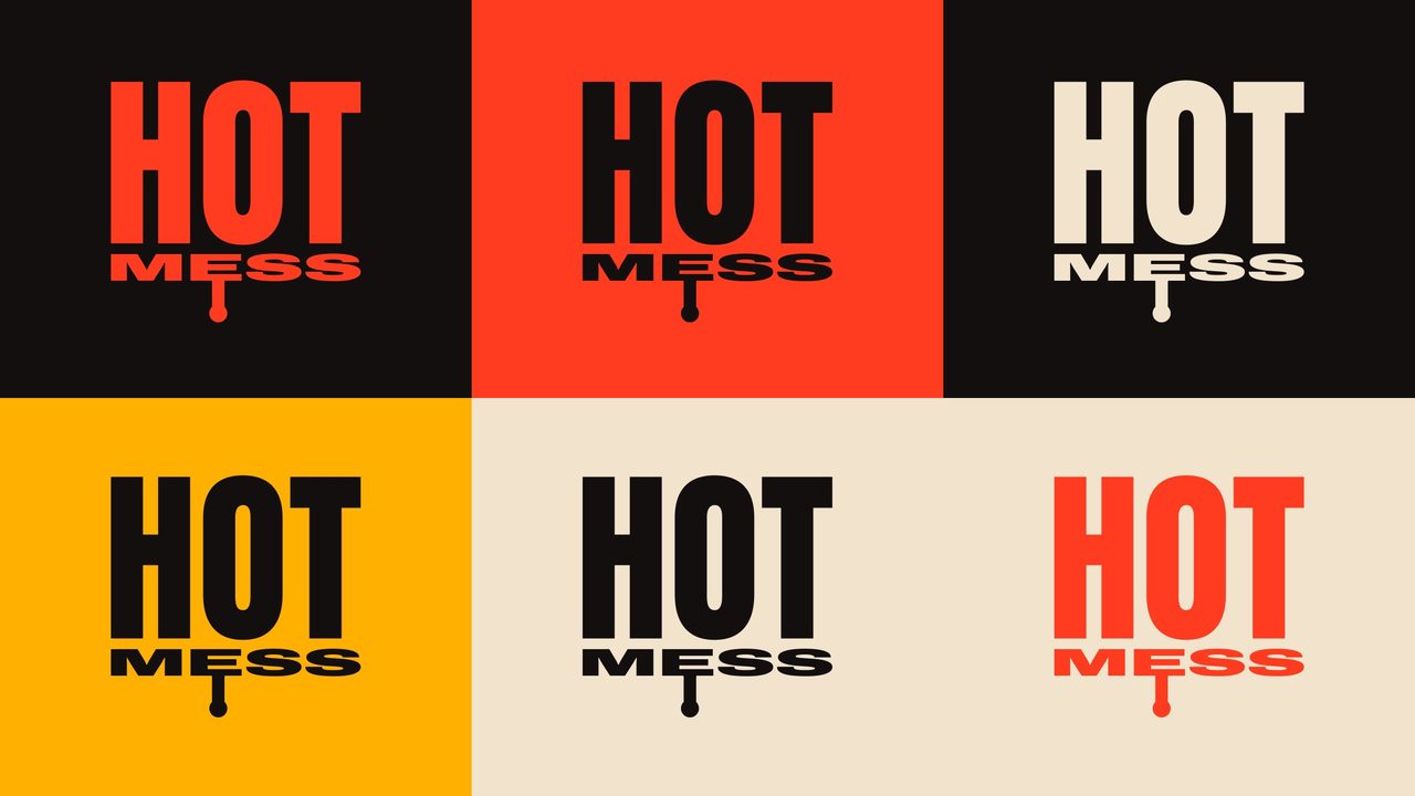 Hot Mess logo set in six colourways