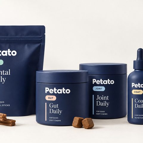 Petato pouch, jars and dropper bottle