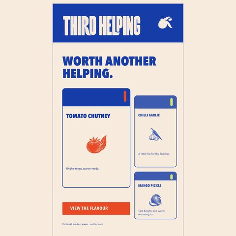 Third Helping product page on a phone