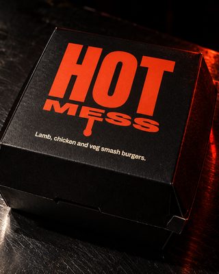 Hot Mess burger box, closed