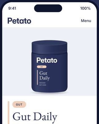 Petato product page on a phone