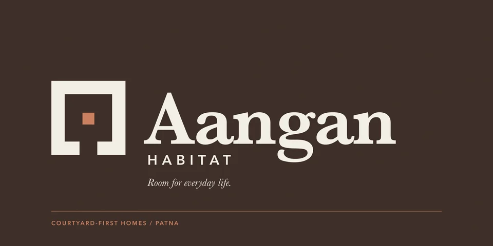 Reverse logo on courtyard umber