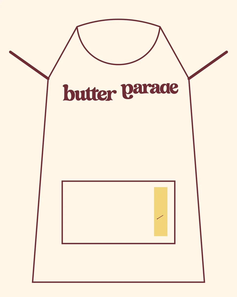 Butter Parade: apron front. Vector identity and application artwork.