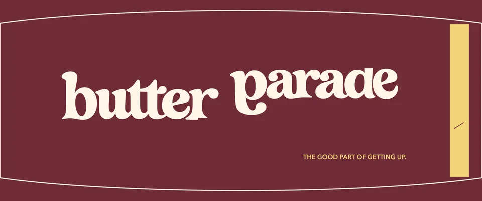 Butter Parade: coffee cup sleeve. Vector identity and application artwork.