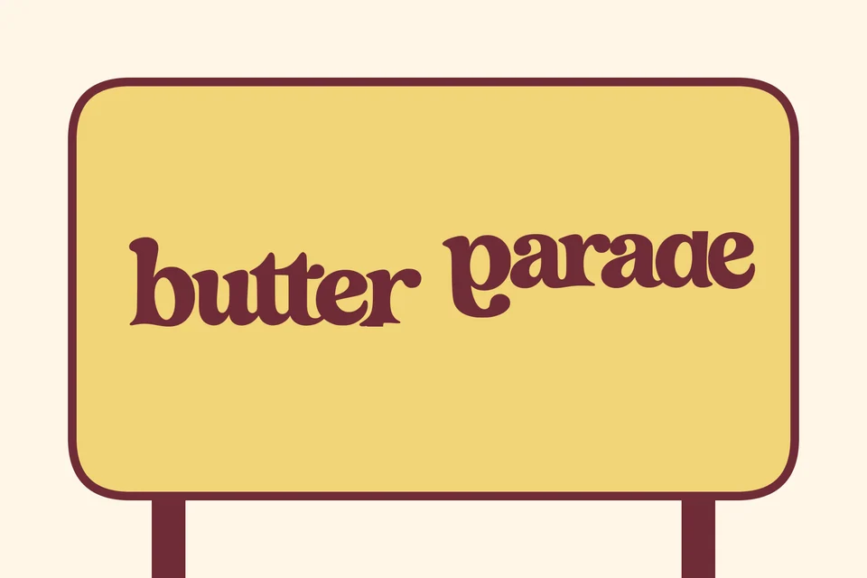 Butter Parade: shop sign. Vector identity and application artwork.