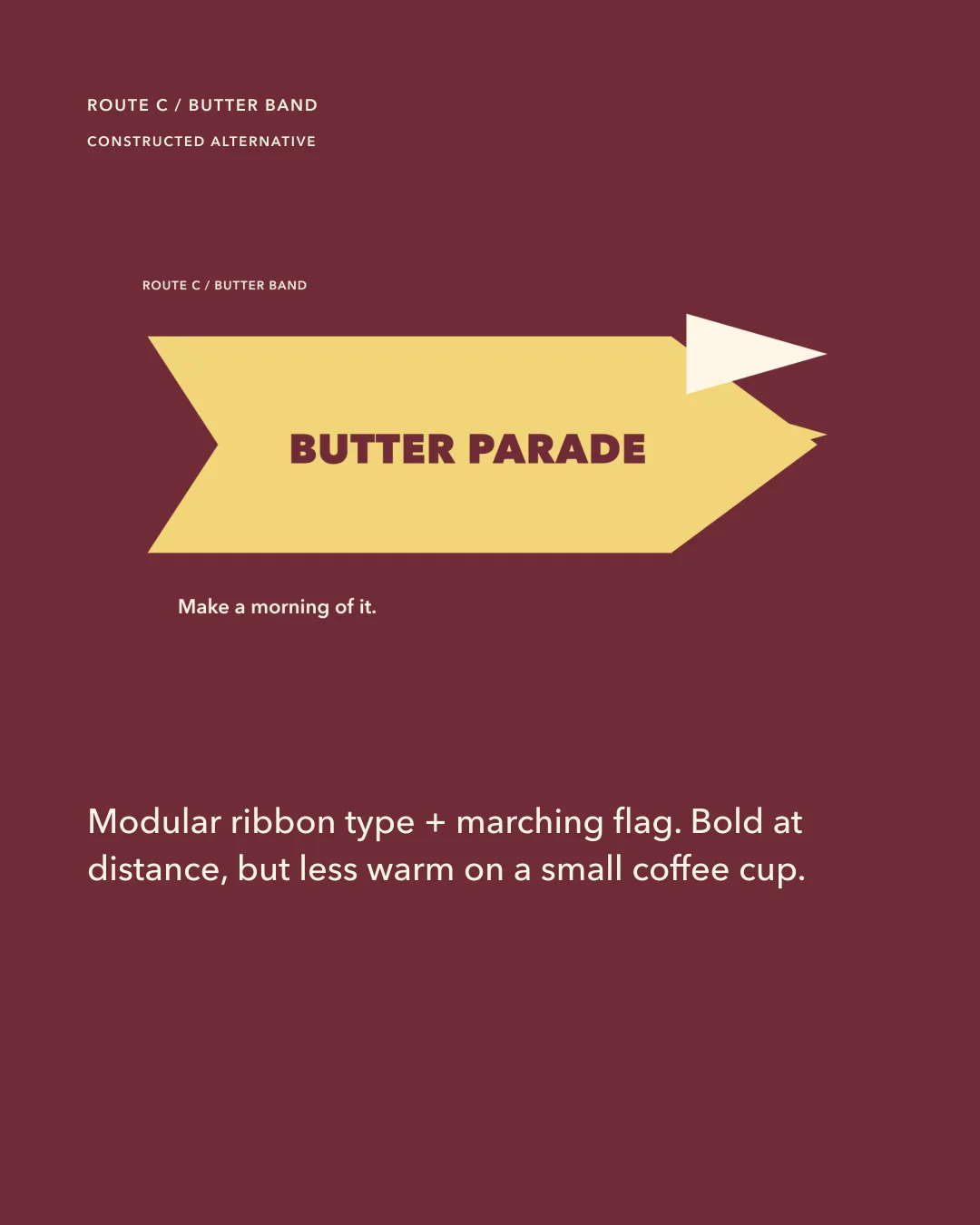 Route C alternative using modular ribbon type and a marching flag mark.