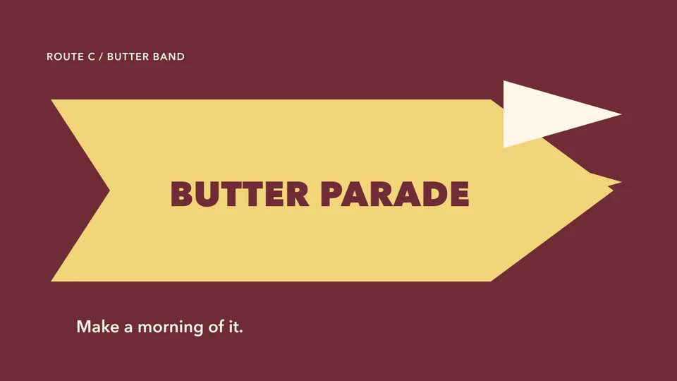 Butter Parade: route c butter band. Vector identity and application artwork.