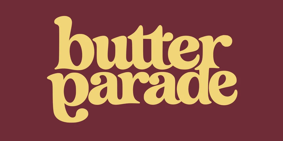 Butter Parade: wordmark reverse. Vector identity and application artwork.