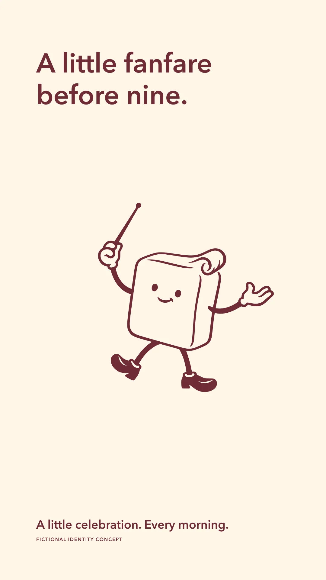 Vertical Butter Parade story with a conductor and the phrase A little fanfare before nine.