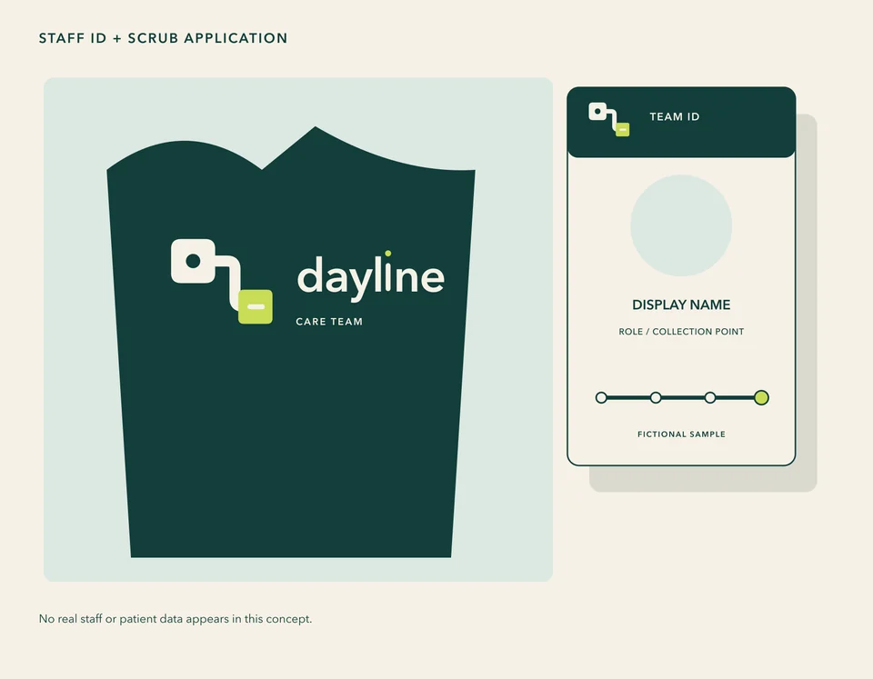 Dayline Diagnostics staff ID and scrub application using fictional role fields.