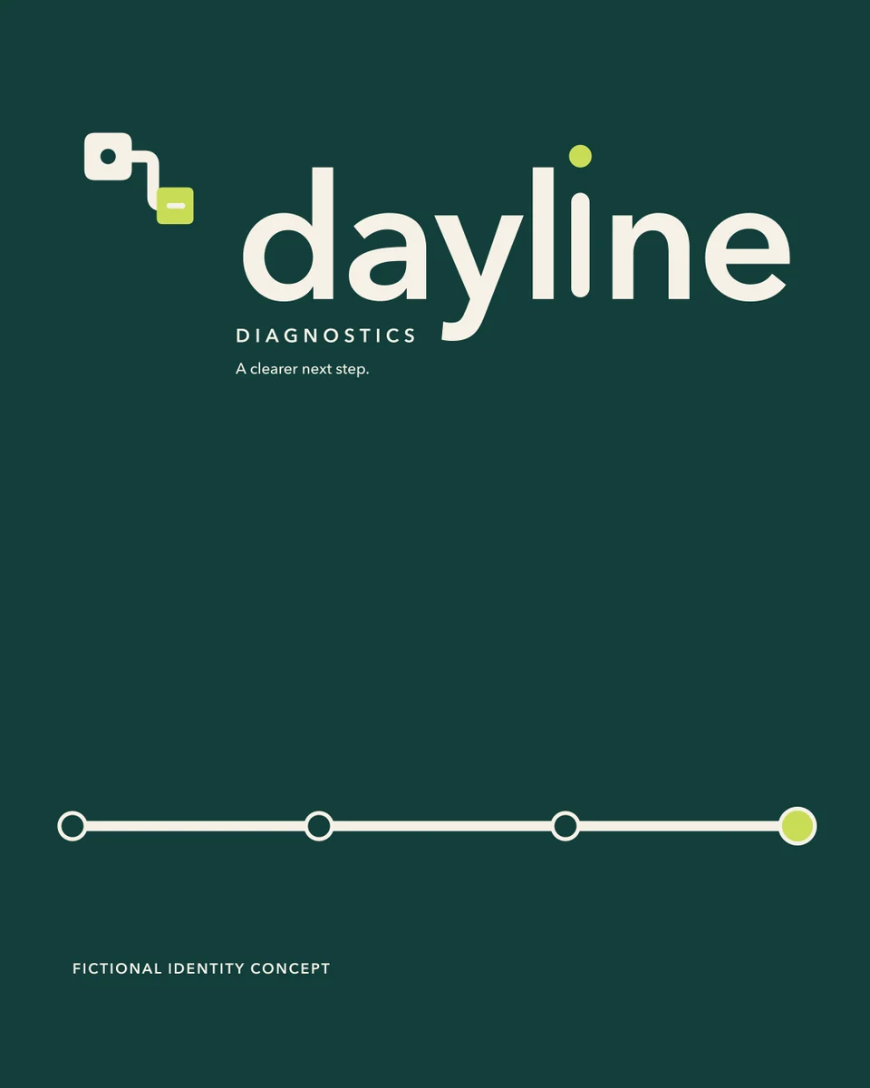 Dayline Diagnostics social portrait introducing the identity and tagline.