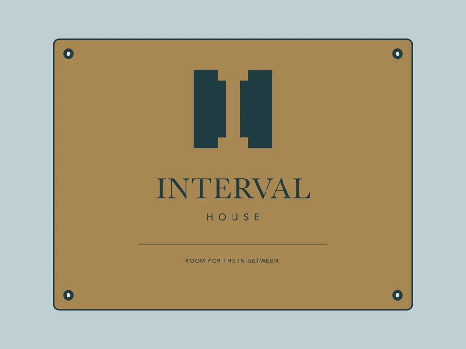 Interval House: arrival plaque. Vector identity and application artwork.