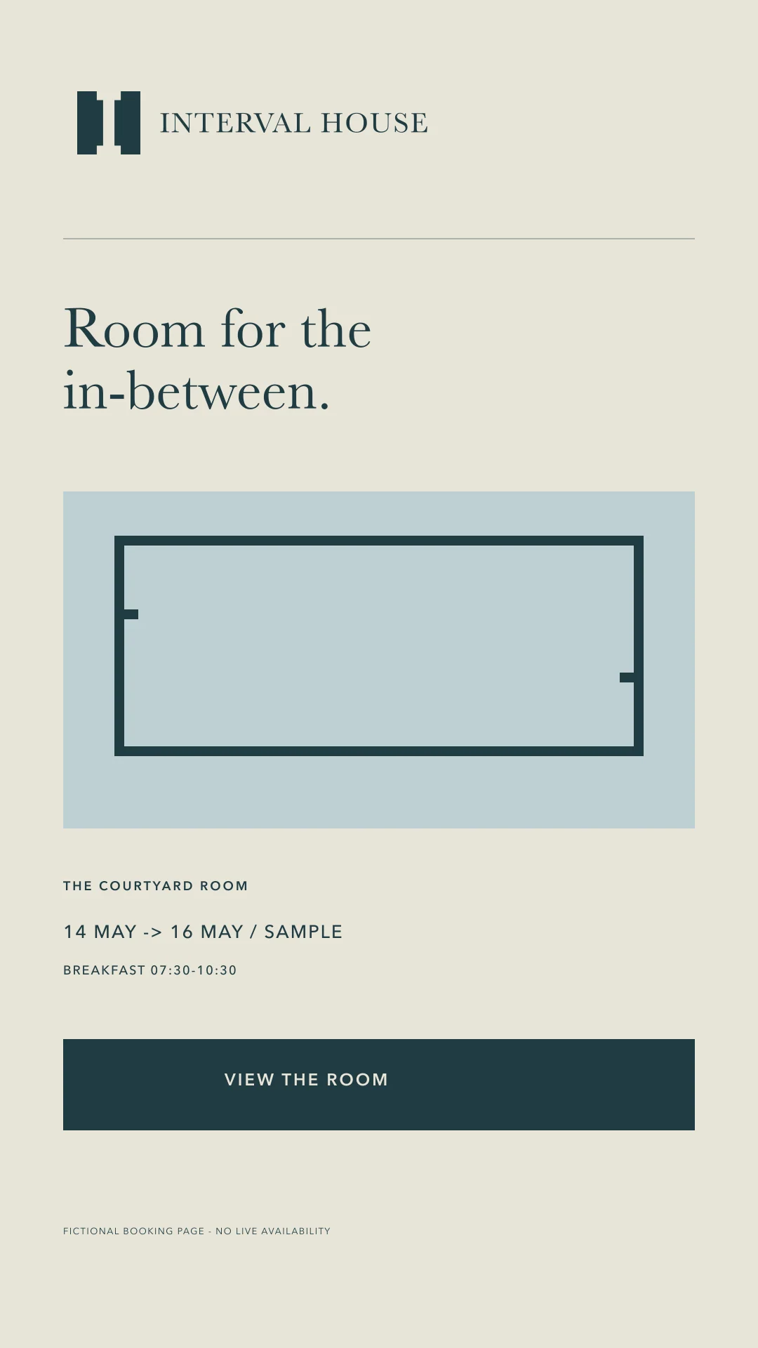 Interval House: booking page mobile. Vector identity and application artwork.