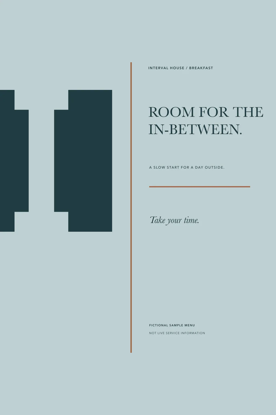Interval House: breakfast menu back. Vector identity and application artwork.