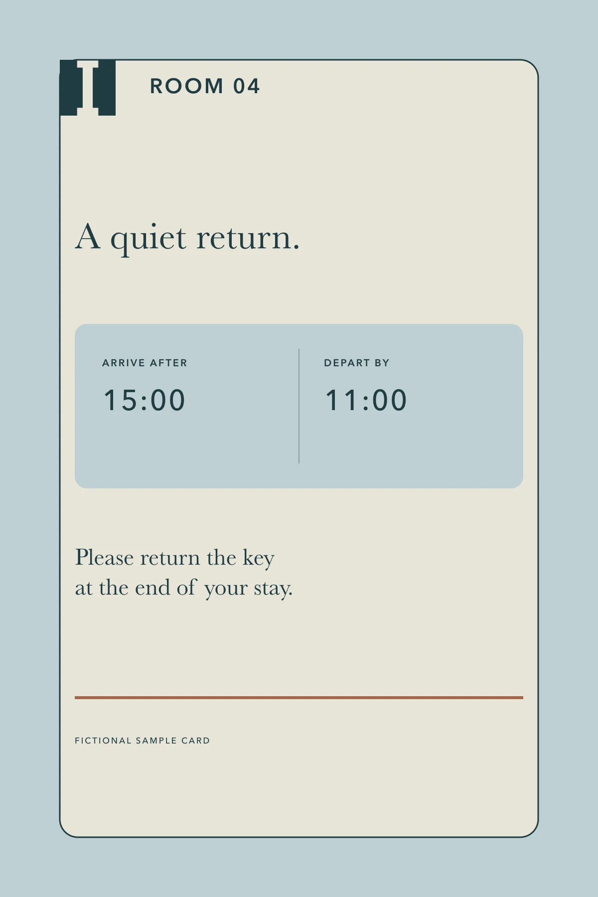 Interval House: room key back. Vector identity and application artwork.