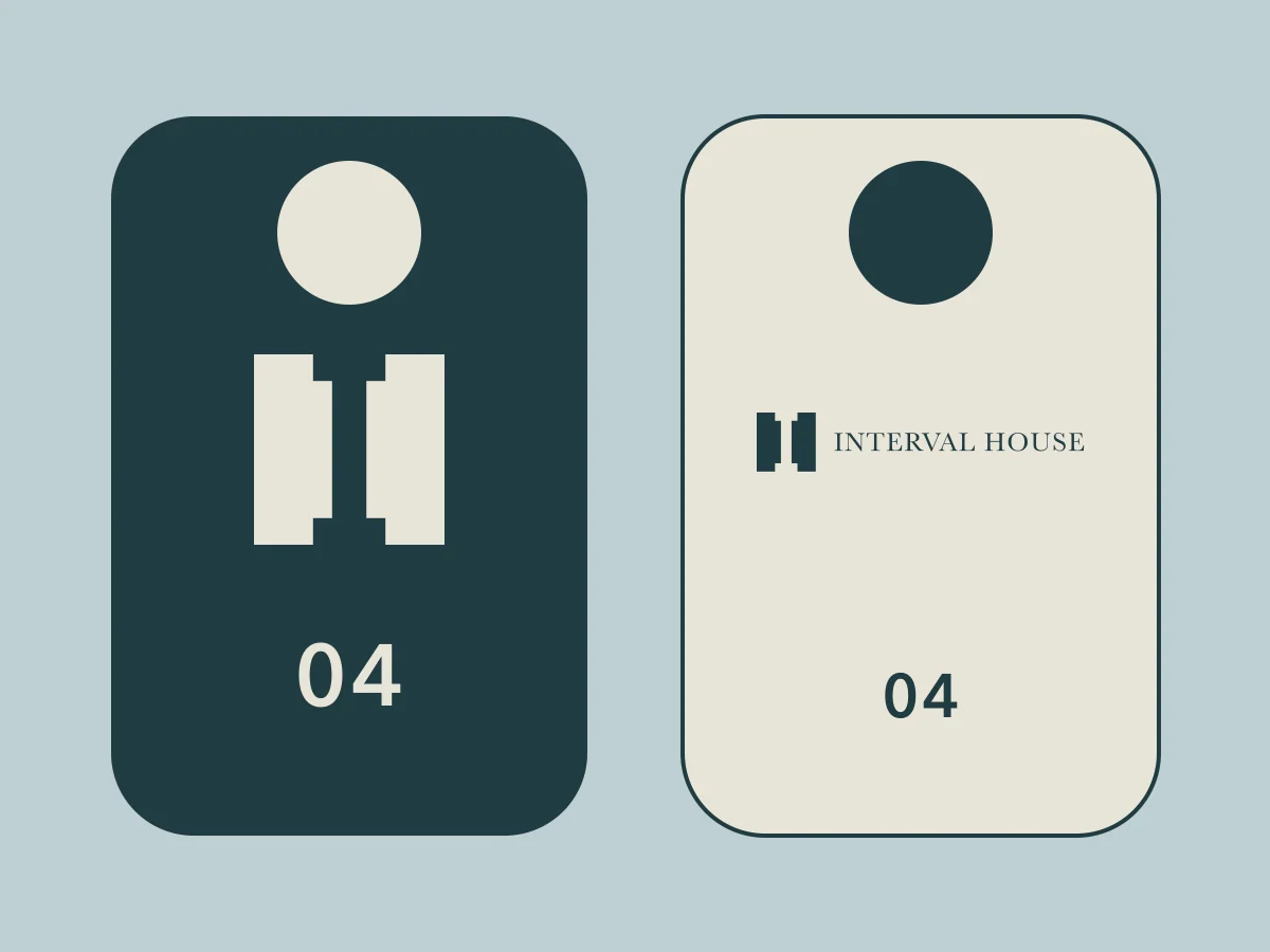 Interval House: room key fob. Vector identity and application artwork.
