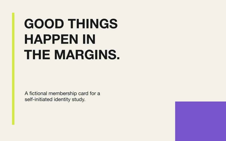 Margin Club: membership card back. Vector identity and application artwork.