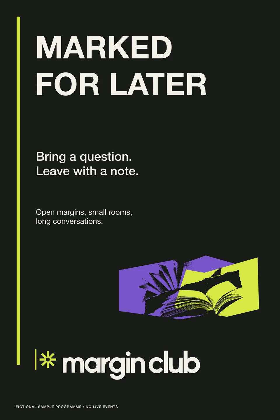 Margin Club: monthly programme back. Vector identity and application artwork.