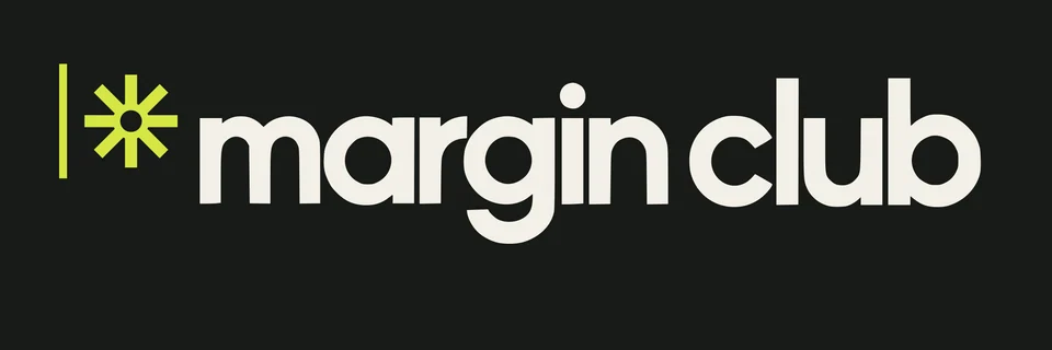 Margin Club: storefront fascia. Vector identity and application artwork.