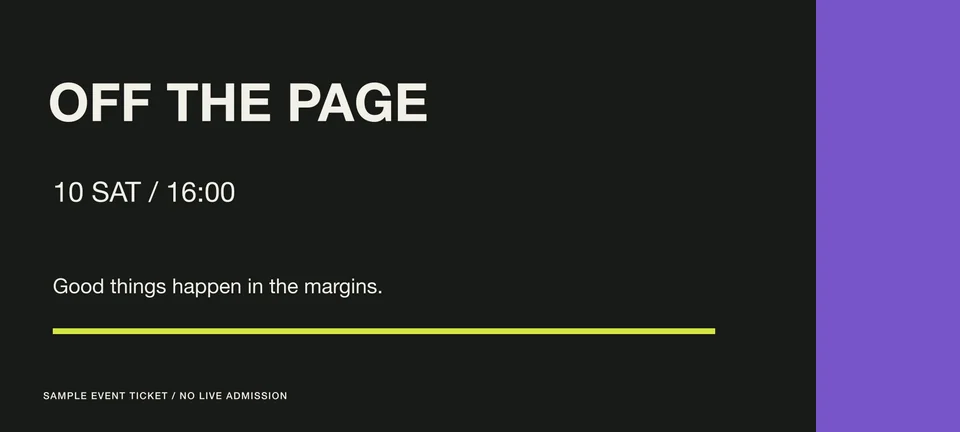 Margin Club: ticket back. Vector identity and application artwork.