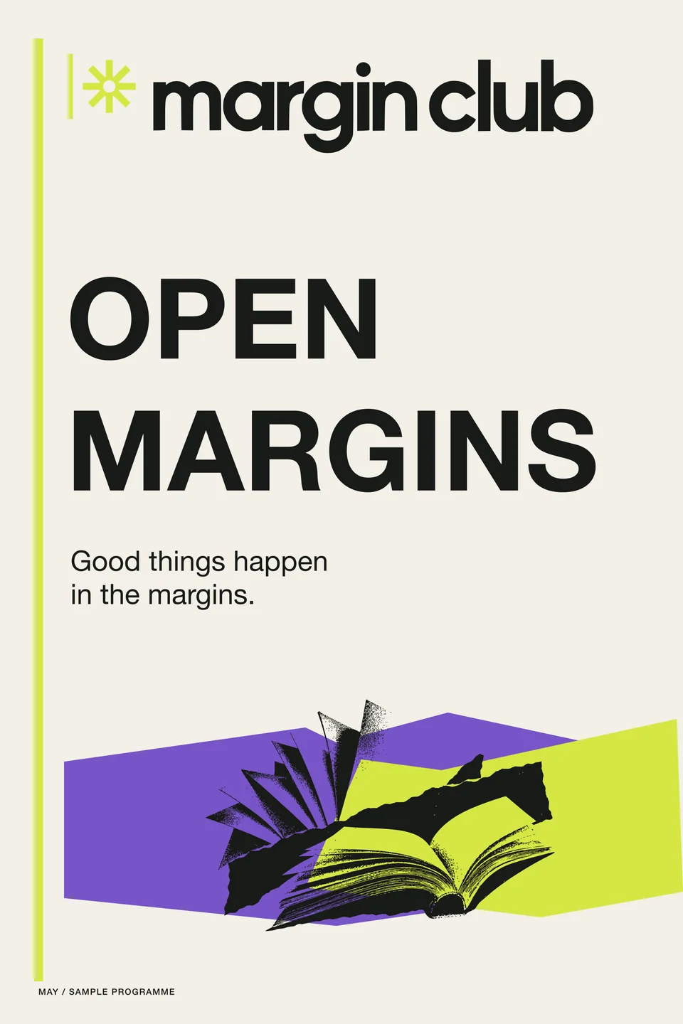 Margin Club: window poster. Vector identity and application artwork.