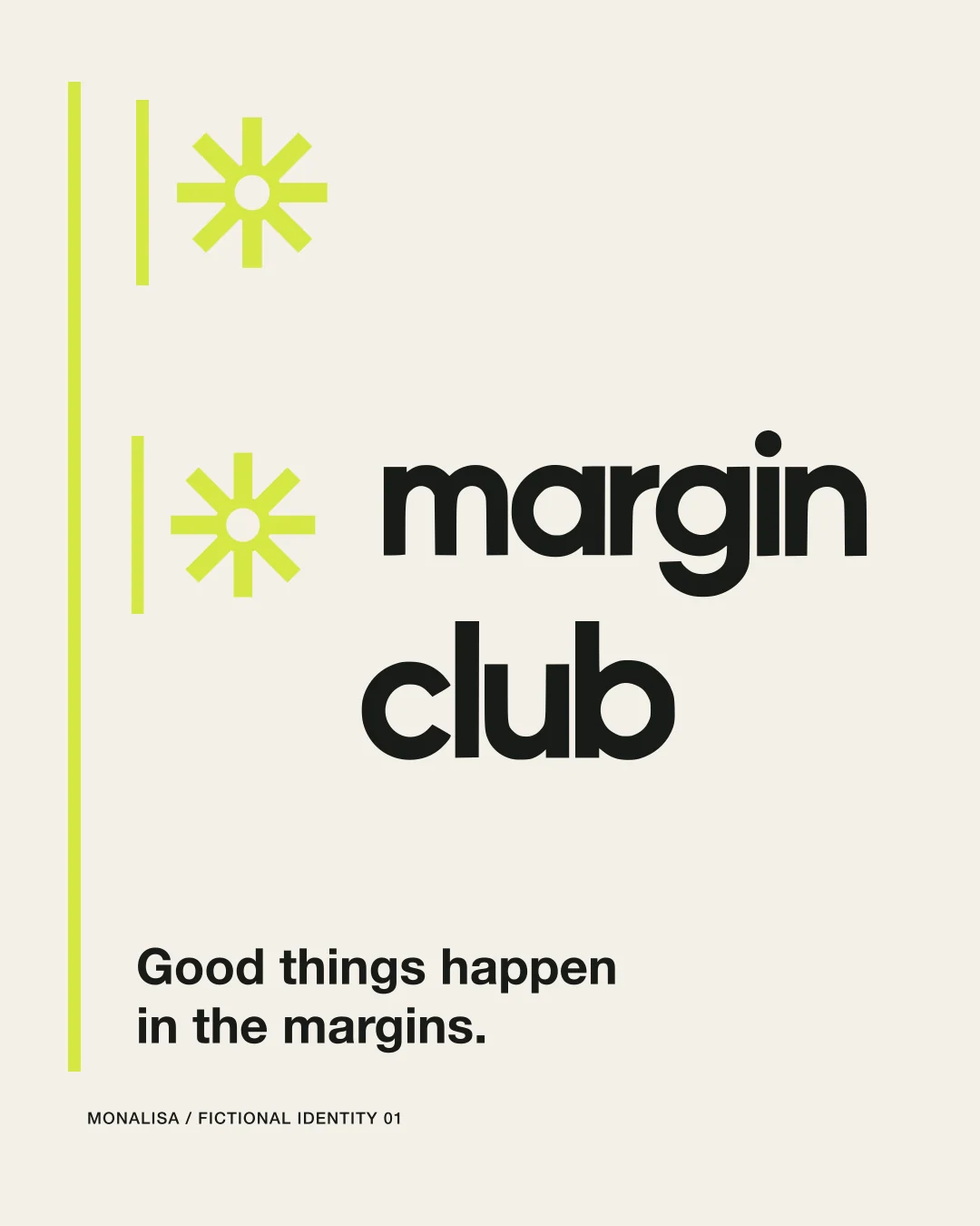 Margin Club custom wordmark and Good things happen in the margins tagline.