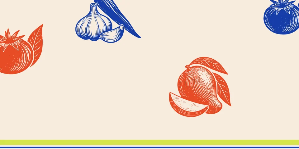Third Helping: pattern ingredients. Vector identity and application artwork.